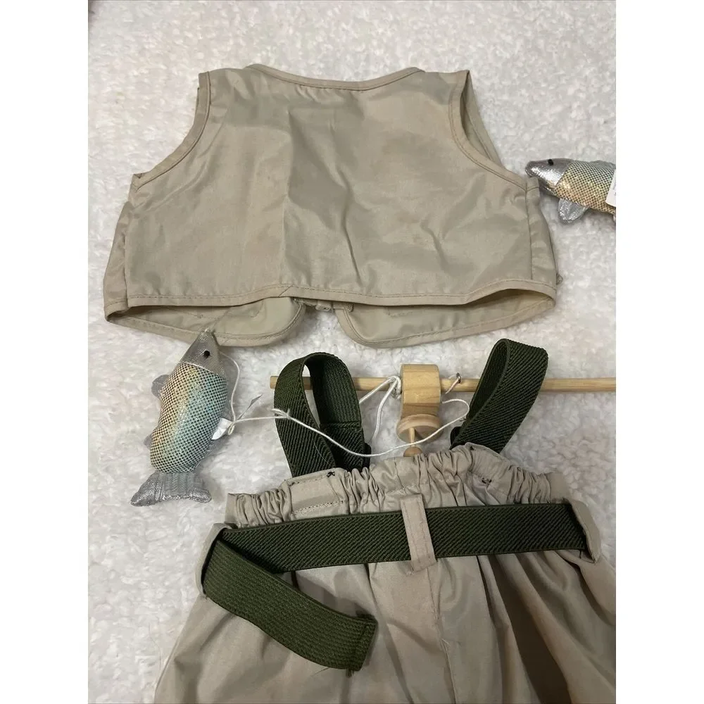 Build A Bear Fly Fishing‎ Outfit Waders Vest Pole Fish Teddy Clothes 5 Piece Set